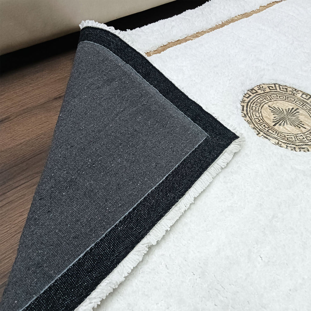 Storilane Hand Tufted Divine Collection- Turkish Carpets | Luxury Golden Touch With White/Cream Border Soft And Plush Handmade Living Room Rugs | Different Sizes | Carpet for Living Room