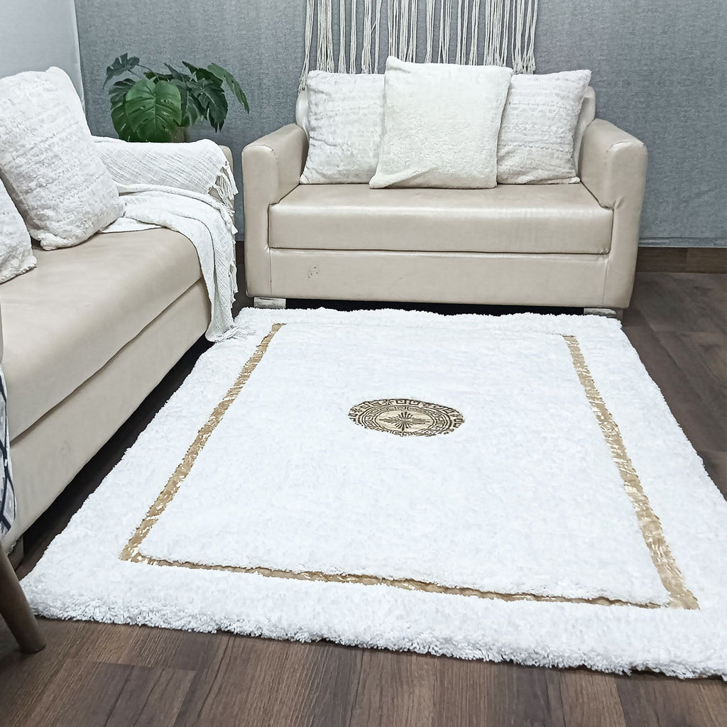 Storilane Hand Tufted Divine Collection- Turkish Carpets | Luxury Golden Touch With White/Cream Border Soft And Plush Handmade Living Room Rugs | Different Sizes | Carpet for Living Room