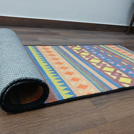 Storilane Handmade Luxury Designer Anti Slip Washable Soft Premium Cotton and Chenille Multi Color  Yoga/ Exercise/Meditation/GYM/Pilates Mat  60 x 180cm(~2×6Feet)