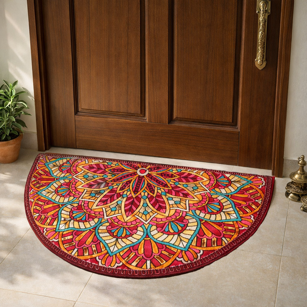 Storilane Floor Mats in Beautiful Rangoli Design | Anti Slip, Durable & Washable | Outdoor & Indoor