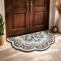 Storilane Floor Mats in Beautiful Rangoli Design | Semi Round Petals | Anti Slip, Durable & Washable | Outdoor & Indoor