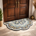 Storilane Floor Mats in Beautiful Rangoli Design | Semi Round Petals | Anti Slip, Durable & Washable | Outdoor & Indoor