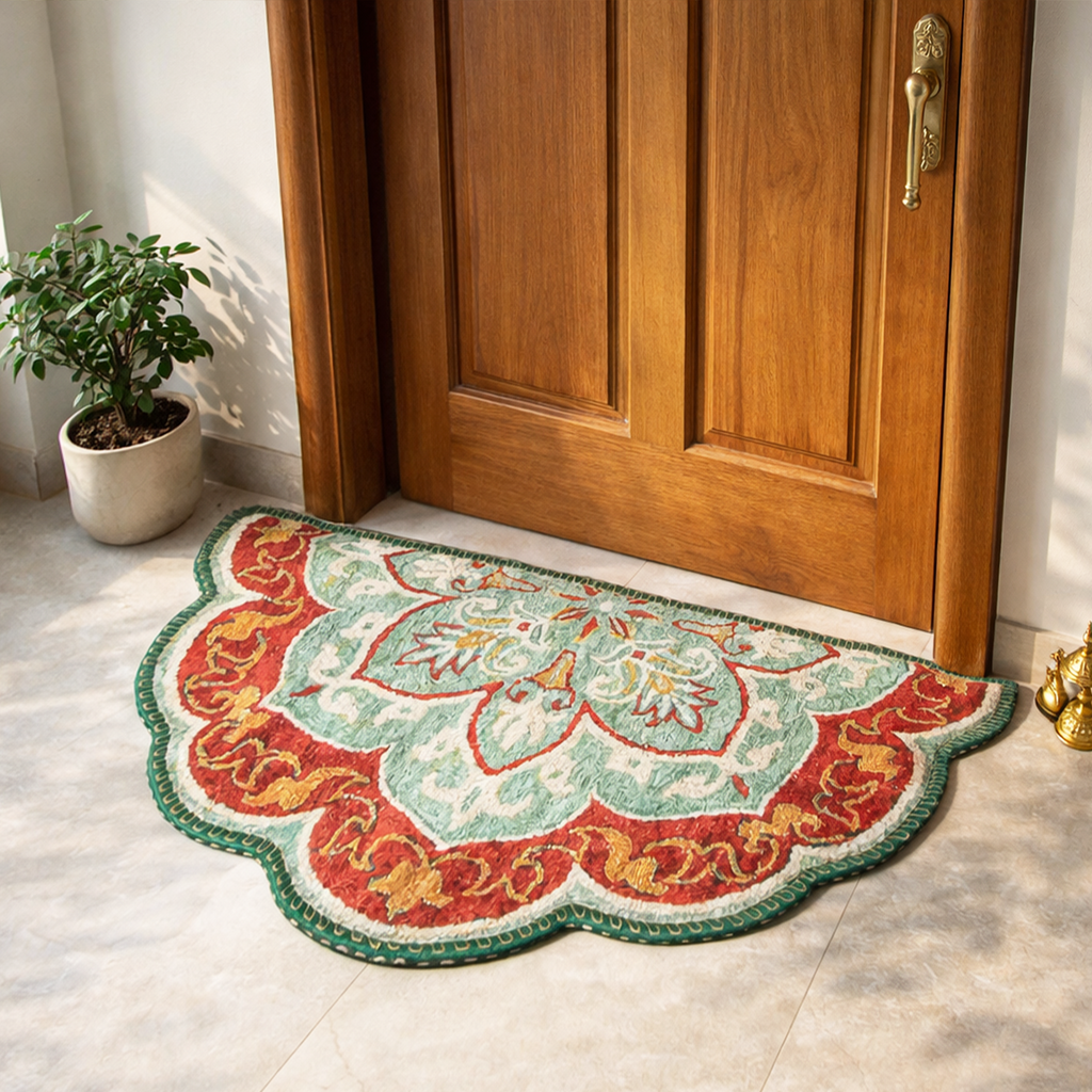Storilane Floor Mats in Beautiful Rangoli Modern Petals Design | Anti Slip, Durable & Washable | Outdoor & Indoor