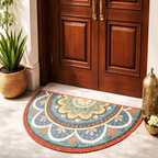 Storilane Floor Mats in Beautiful Rangoli Design | Half Circle Rugs | Anti Slip, Durable & Washable | Outdoor & Indoor