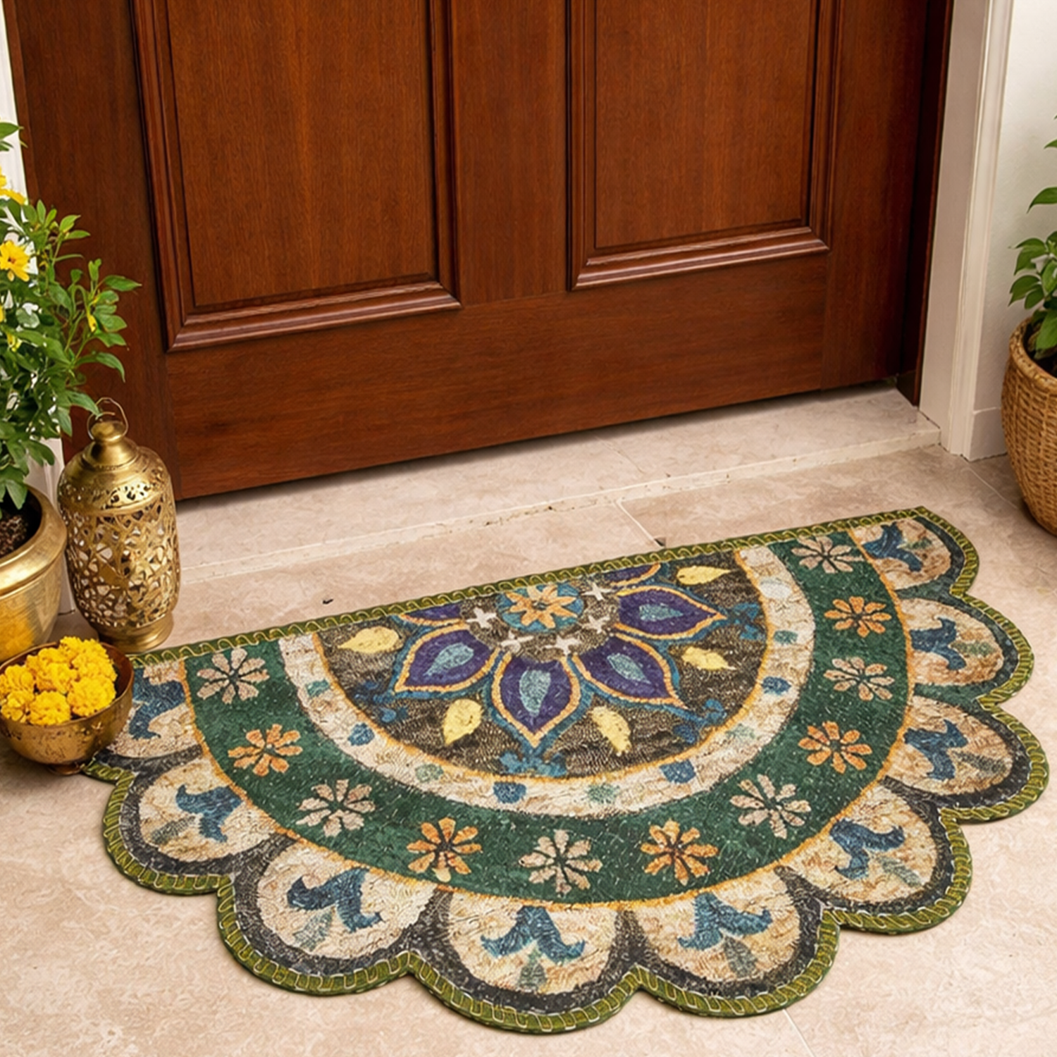 Storilane Floor Mats in Beautiful Traditional Rangoli Colors | Anti Slip, Durable & Washable | Outdoor & Indoor