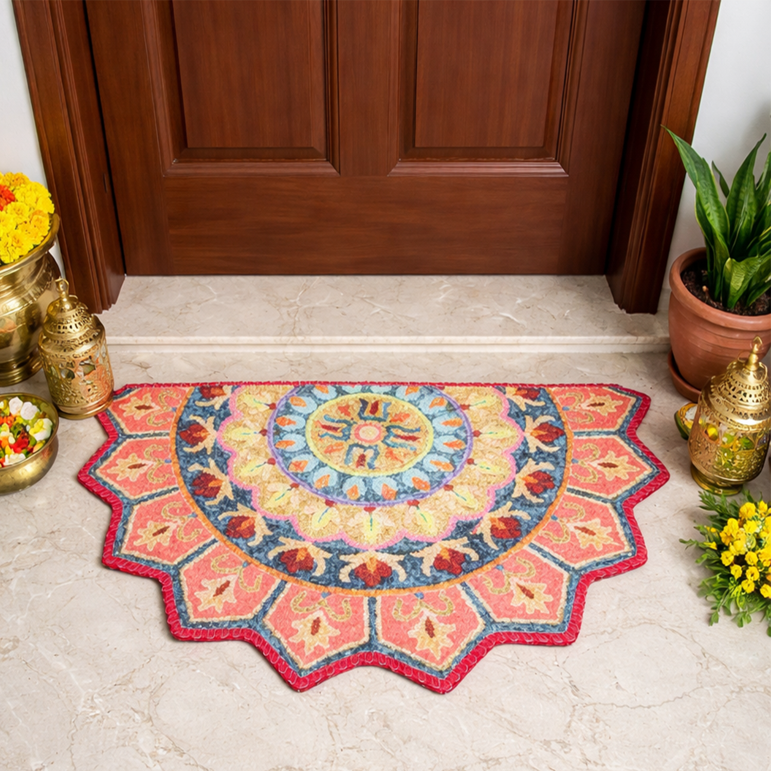 Storilane Floor Mats in Beautiful Traditional Rangoli Colors | Anti Slip, Durable & Washable | Outdoor & Indoor