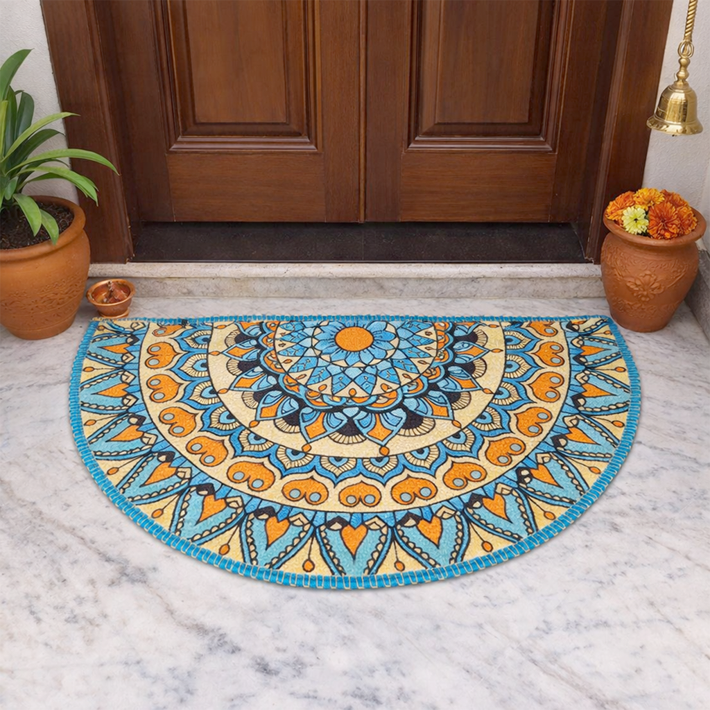 Storilane Floor Mats in Beautiful Traditional Rangoli Design | Anti Slip, Durable & Washable | Outdoor & Indoor