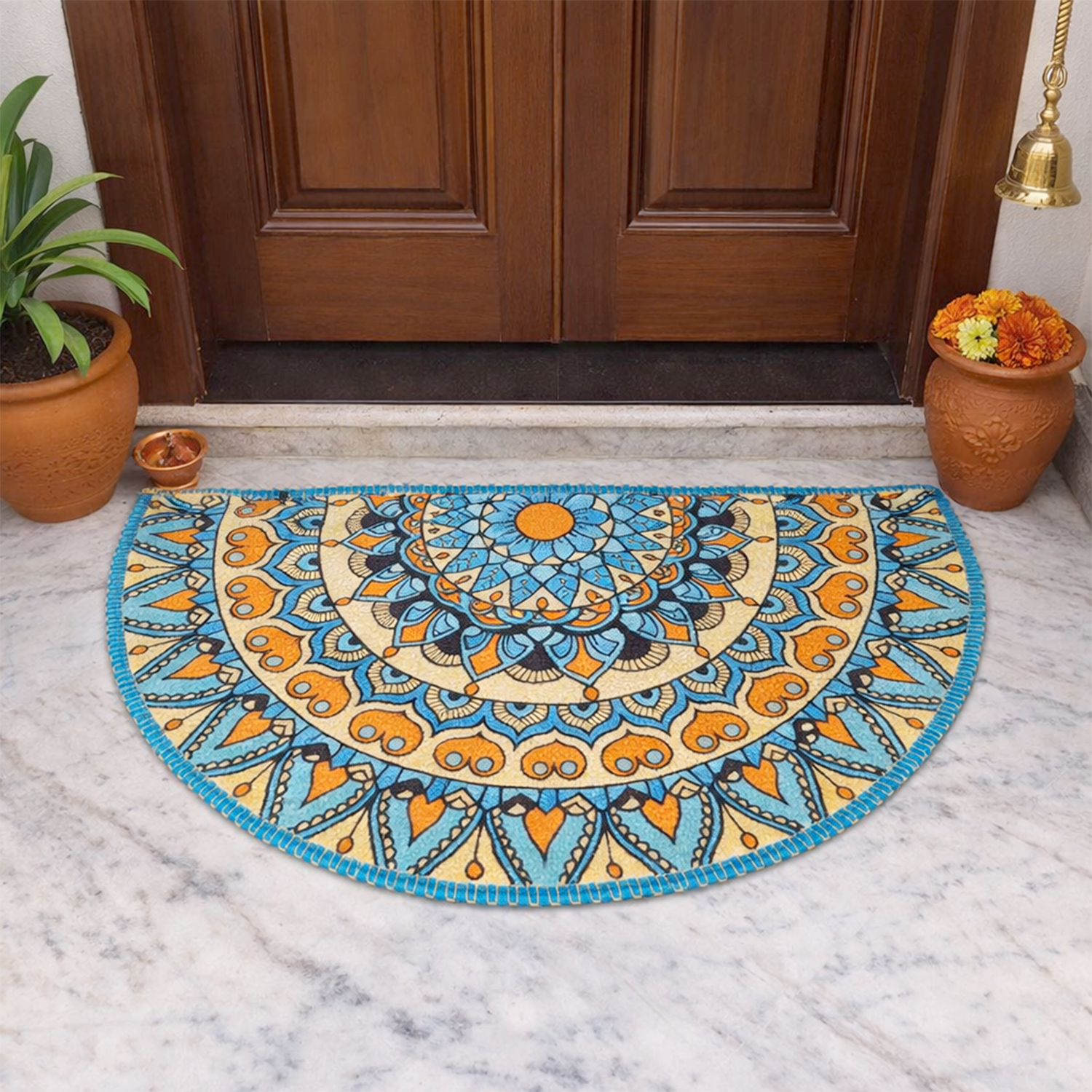 Storilane Floor Mats in Beautiful Traditional Rangoli Design | Anti Slip, Durable & Washable | Outdoor & Indoor