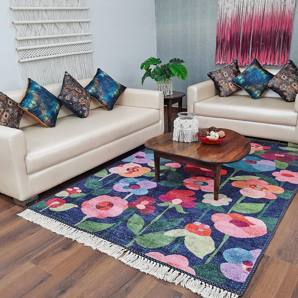 Silk Carpet Modern Blooming Flowers Design – Living Room Rug – Avioni