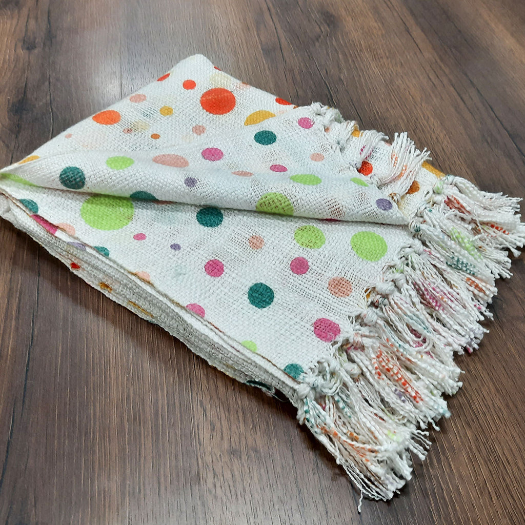 Avioni Polka Dot Reversible Soft Sofa Throw | Modern Design | Virgin Premium Polyester Slub Handloom Sofa Throw