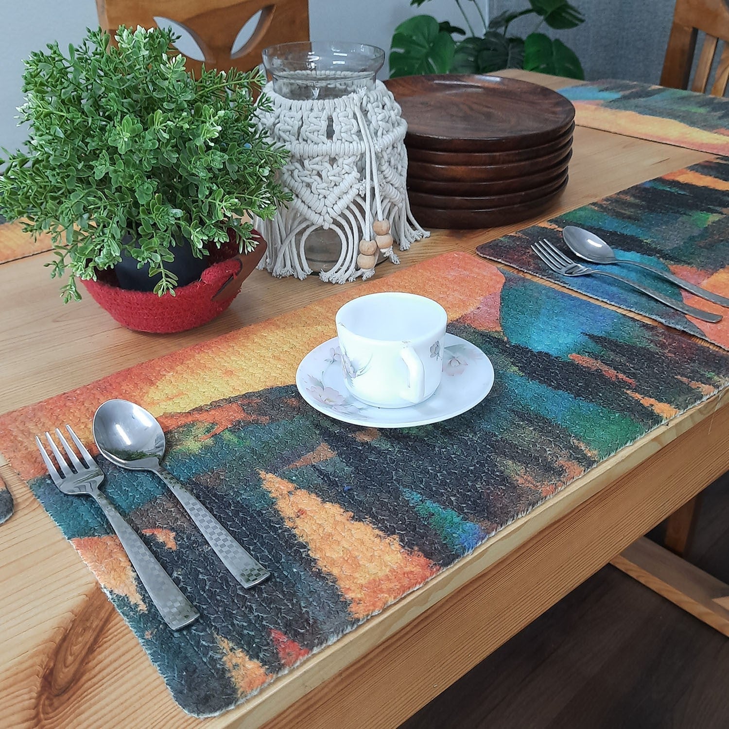 All Natural Cotton Braided Mats- “Natura Collection By Avioni”-Washable -Elegant And Exclusive-Sunset Design-Good for Gifting (29×44 cms)