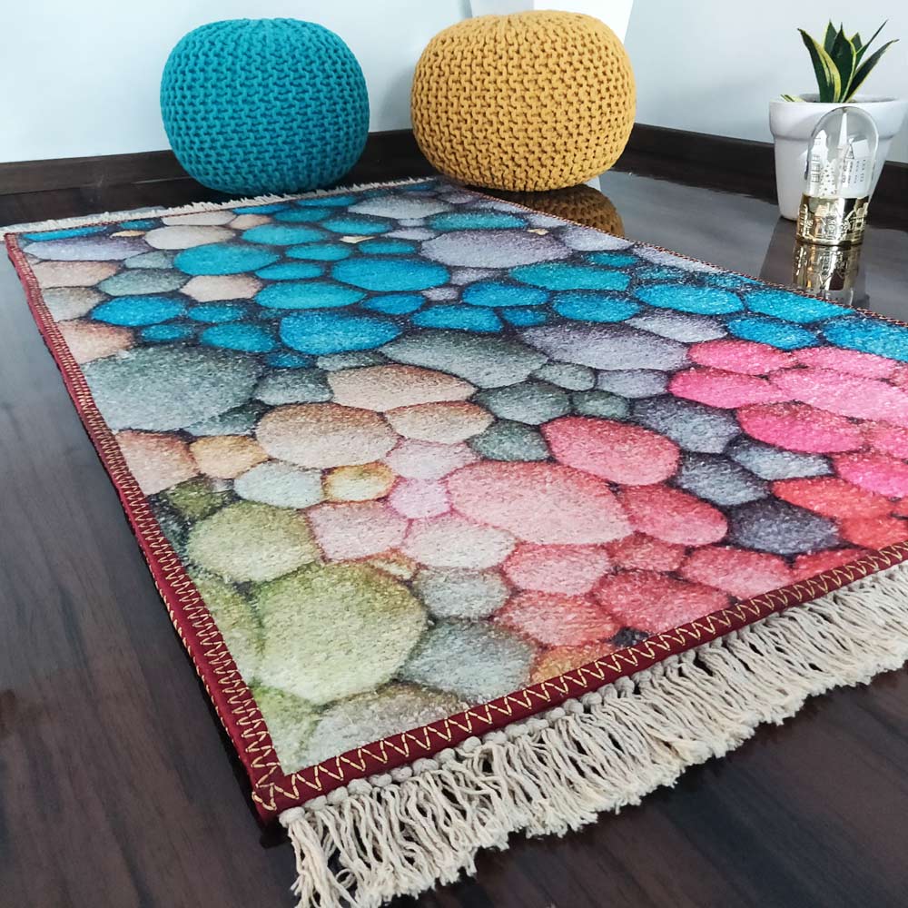 Avioni Faux Silk- Neo Modern Collection Multi Stone- 90cm x 150cm (~3×5 Feet)