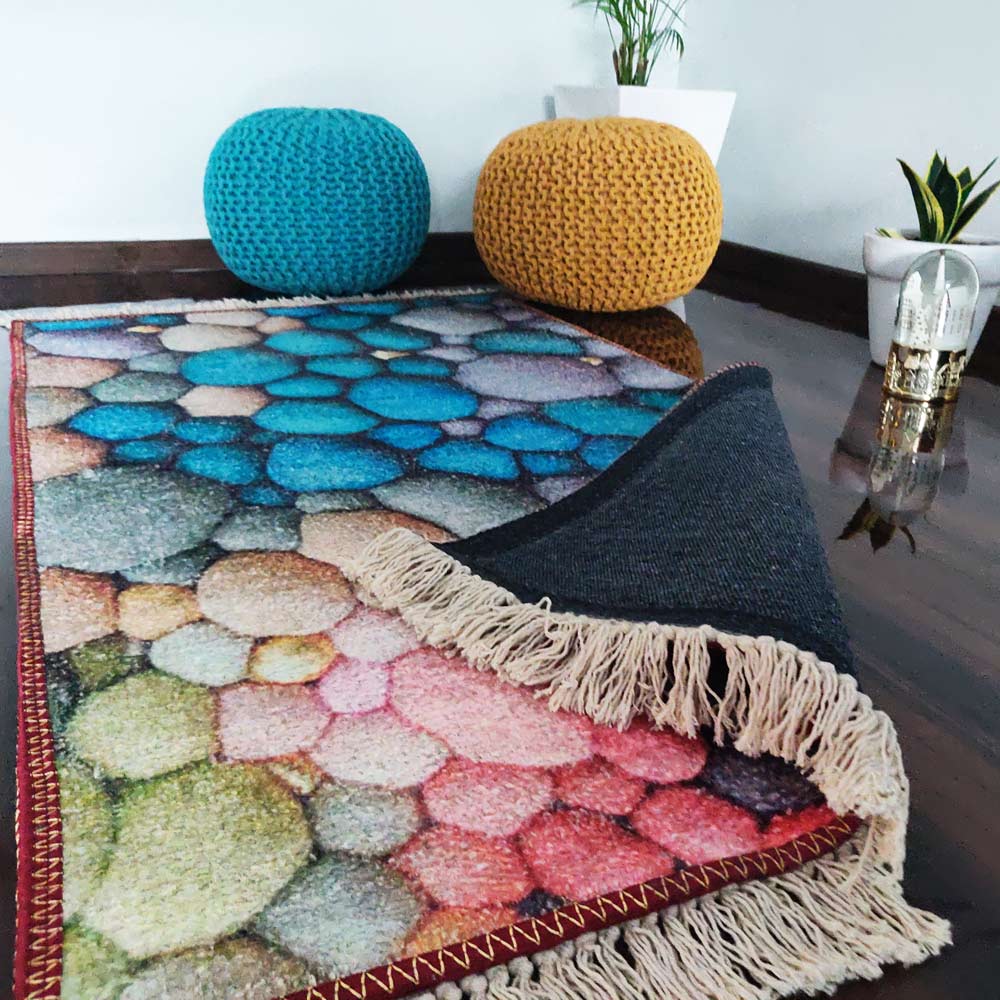 Avioni Faux Silk- Neo Modern Collection Multi Stone- 90cm x 150cm (~3×5 Feet)