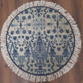 Avioni Kids Faux Silk Contemporary Round Blue Carpet – Magic Castle Abstract