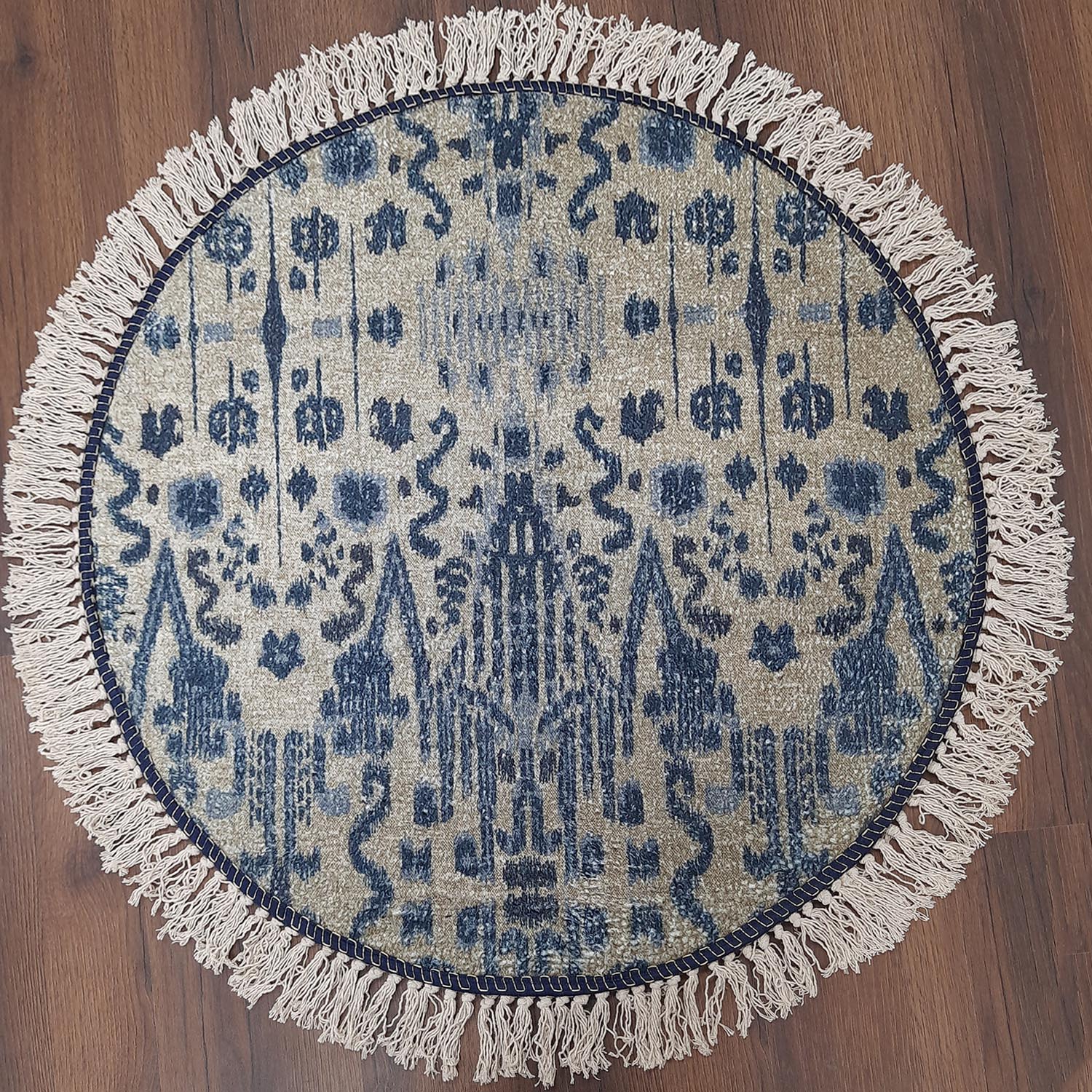 Avioni Kids Faux Silk Contemporary Round Blue Carpet – Magic Castle Abstract