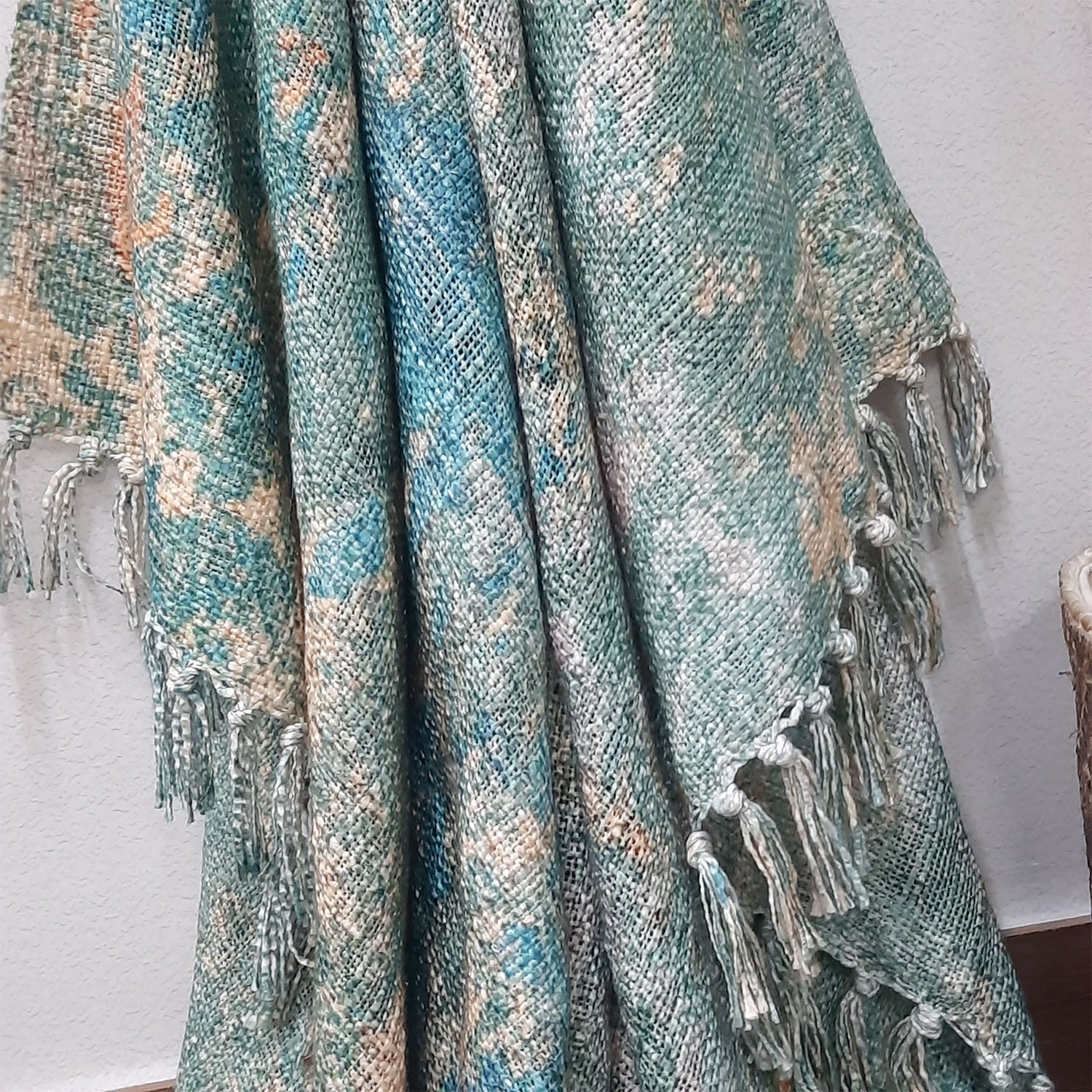 Avioni Beautiful Soft Sofa Throw | Calming Green Collection | Virgin Premium Polyester Slub Handloom Sofa Throw