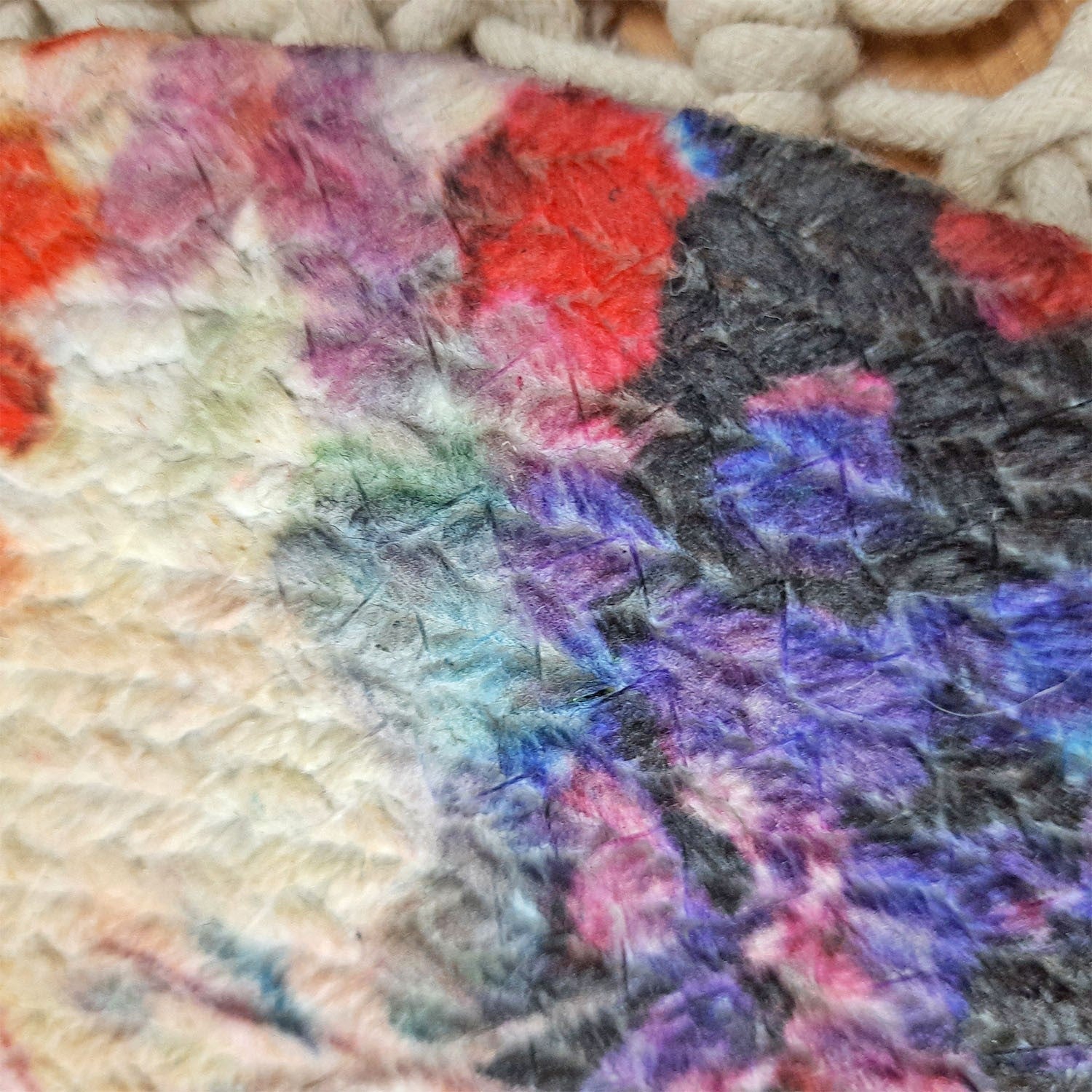 All Natural Round Cotton Braided Mats- “Natura Collection By Avioni”-Washable -Home In Flowers-Good for Gifting (38 cms Diameter)