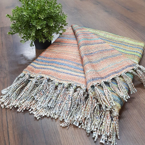 Avioni Beautiful Soft Sofa Throw | Double Design | Virgin Premium Polyester Slub Handloom Sofa Throw