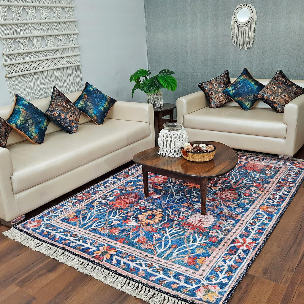 Persian Carpet – Floral Design – Faux Silk Living Room Rug – Avioni