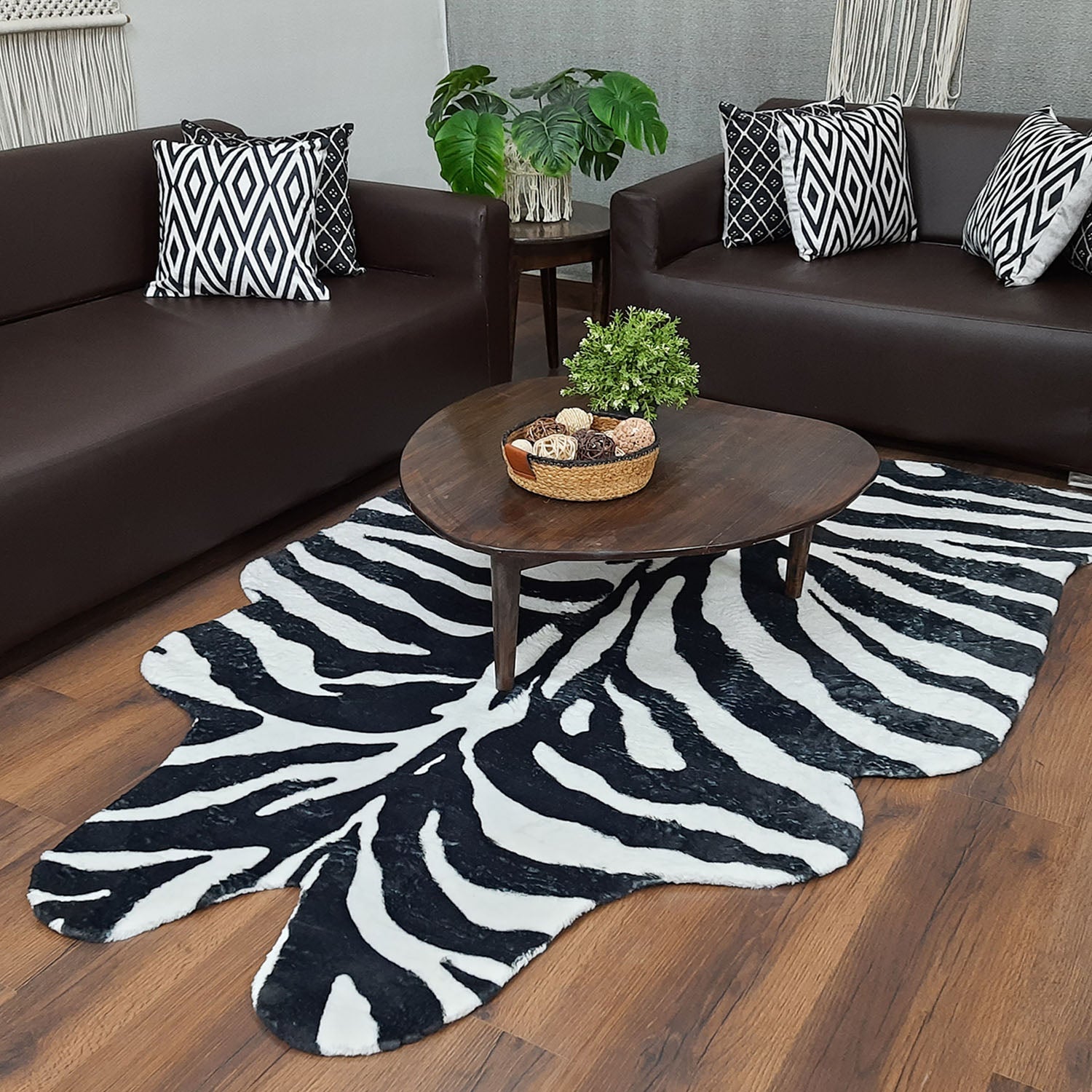 Avioni Home Faux Fur Animal Area Rug | Zebra Print