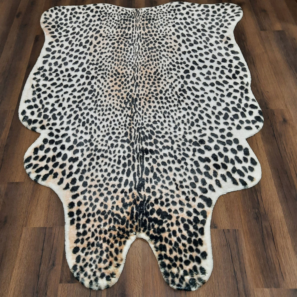 Avioni Home Faux Fur Exotic Animal Area Rug | Snow Leopard Print