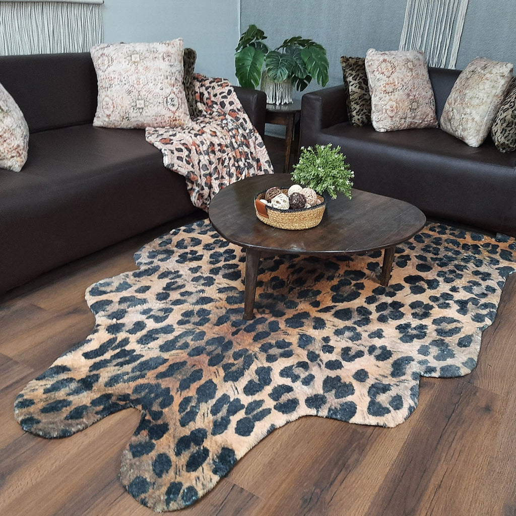 Avioni Home Faux Fur Exotic Animal Area Rug | Leopard Print