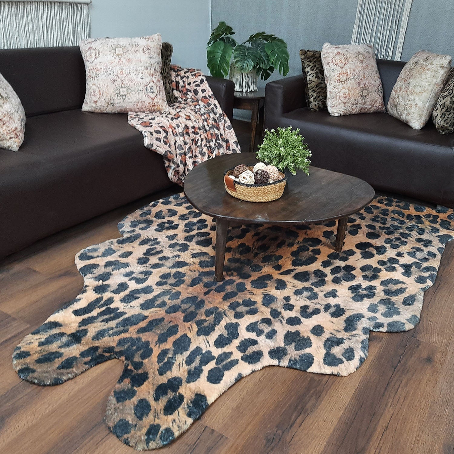 Avioni Home Faux Fur Exotic Animal Area Rug | Leopard Print