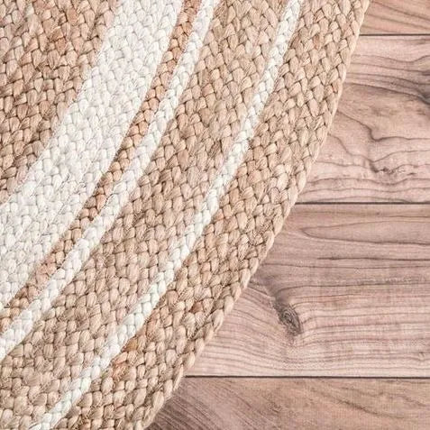 Avioni Braided Natural Jute and Cotton Ecofriendly Carpet Round-Boho Collection-Multiple Sizes