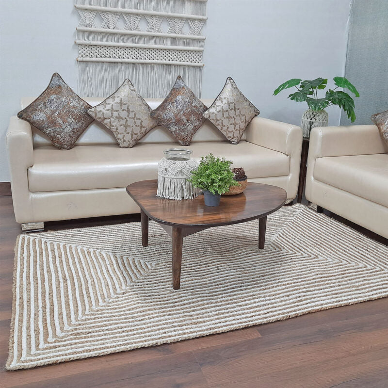 Jute (Natural and Bleached Jute) Handmade Braided Rugs | Natural & White Jute Area Rug | Avioni- Premium Collection
