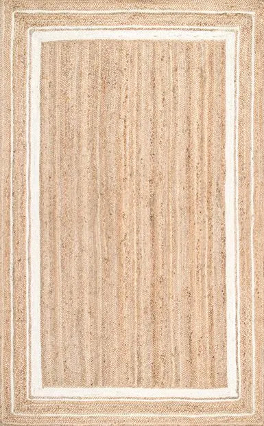 Jute (Natural and Bleached Jute) Handmade Braided Rugs | Natural & White Jute Border Area Rug | Avioni- Premium Collection