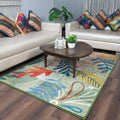 Avioni Luxurious Washable Modern Durable Handmade Vibrant Faux Silk Rug/Carpet In Green Floral