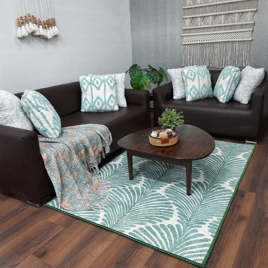 Avioni’s Faux Silk Rug for a Chic and Elegant Living Room | Calming Green Collection