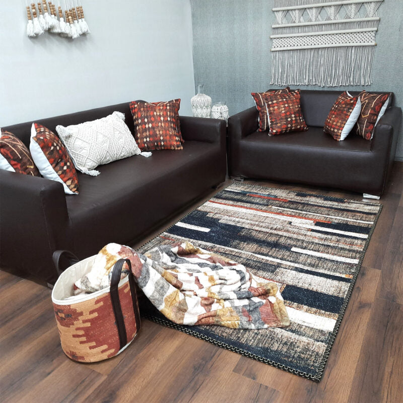 Avioni Faux Silk Rug | Create a Stylish and Modern Living Room | Luxurious, Durable and Washable | Earthy Elegance Collection