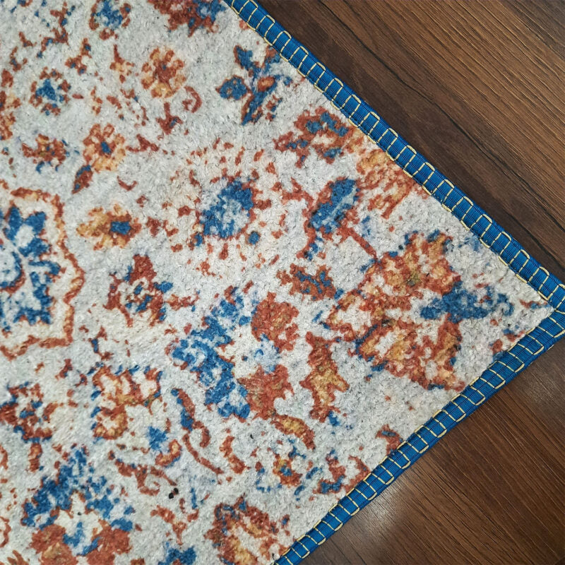 Avioni Faux Silk Carpet for Your Living Room | Persian Florals | Durable and Washable | BrickLane Collection