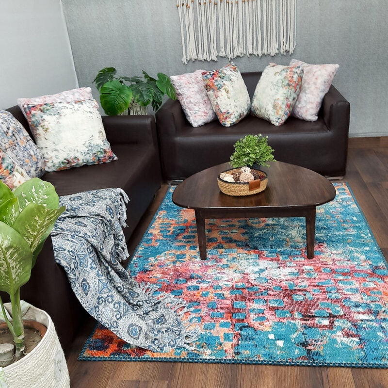 Avioni Faux Silk Carpet for Your Living Room | Timeless and Elegant Look | Durable and Washable | Kingfisher Collection