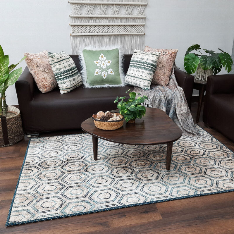 Avioni Faux Silk Carpet for Your Living Room | Modern Design | Luxurious, Durable and Washable | SeaBird Collection