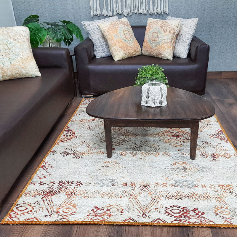 Avioni Faux Silk Carpet | Tribal Elements, Luxurious, Durable and Washable | Earthy Elegance Collection