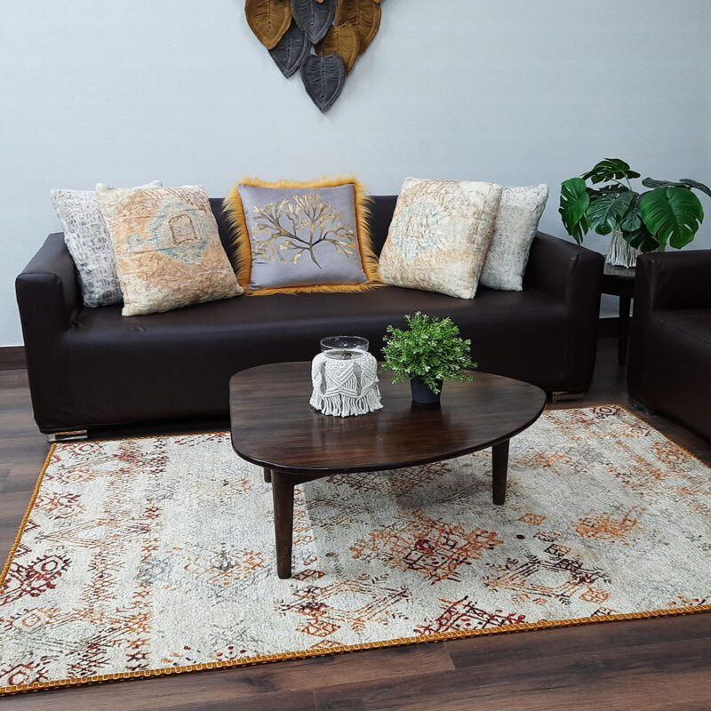 Avioni Faux Silk Carpet | Tribal Elements, Luxurious, Durable and Washable | Earthy Elegance Collection