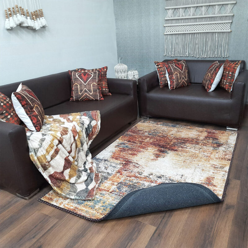 Avioni Faux Silk Rug for Living Room | Luxurious, Durable and Washable | Earthy Elegance Collection