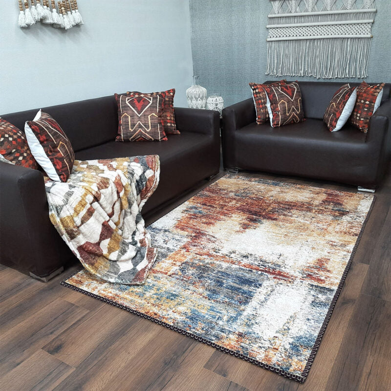 Avioni Faux Silk Rug for Living Room | Luxurious, Durable and Washable | Earthy Elegance Collection