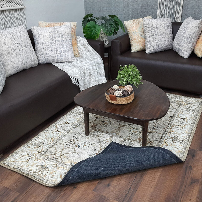 Avioni Faux Silk Carpet for Your Living Room | Persian Design | Washable Rug | Earthy Elegance Collection