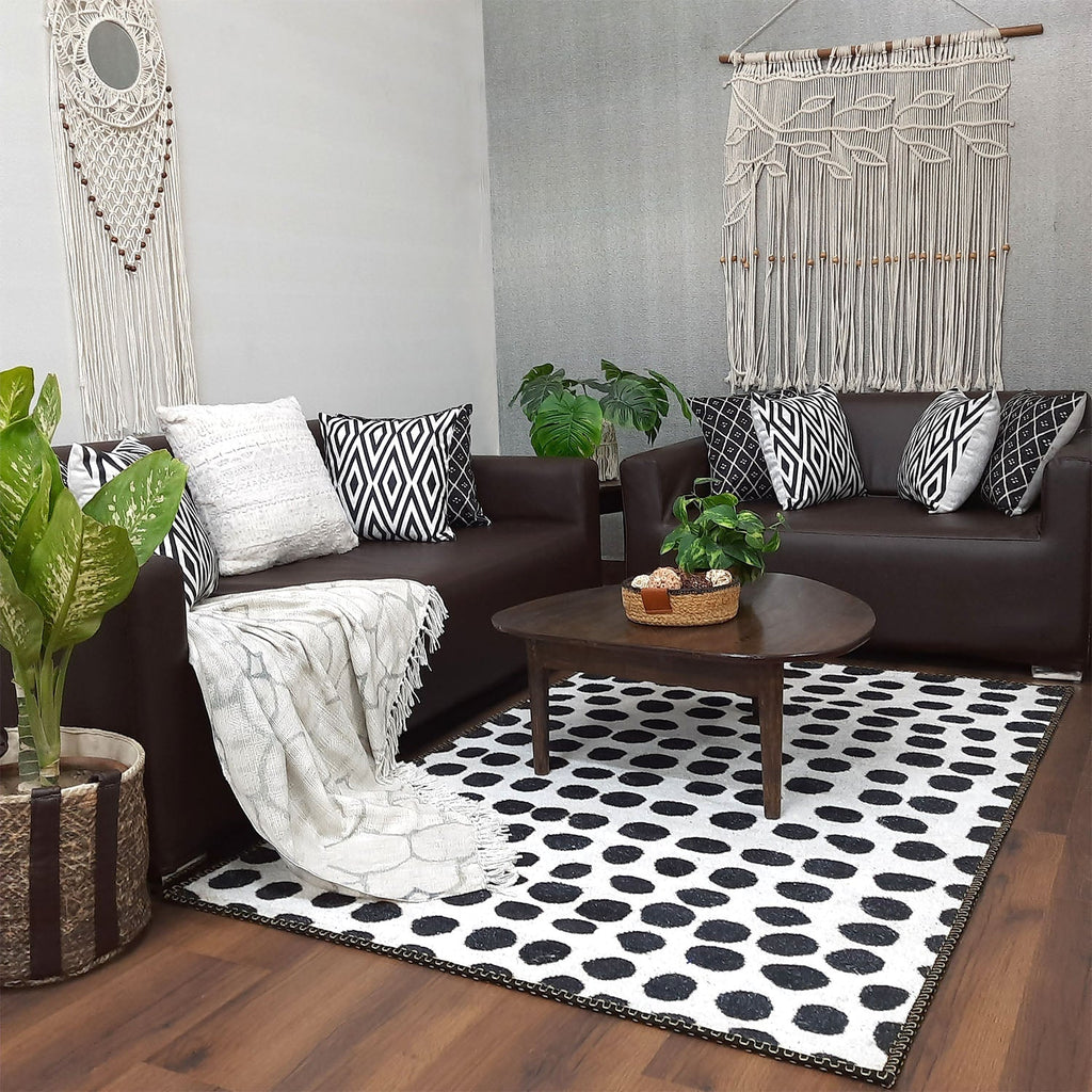 Avioni Faux Silk Carpet for a Stylish and Modern Living Room Monochrome theme | Durable and Washable