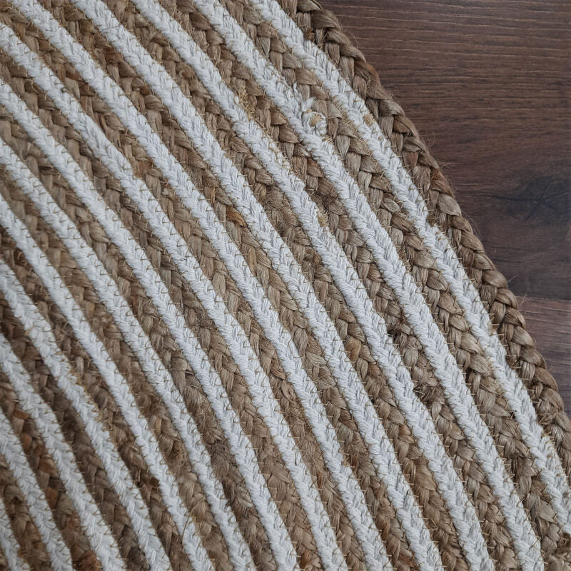 Avioni Braided Natural Jute and Cotton Ecofriendly Carpet Round-Boho Collection-Multiple Sizes