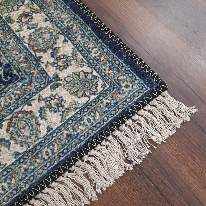 Faux Silk Carpet Beautiful Persian Design in Black – Carpet for Living Room – Avioni