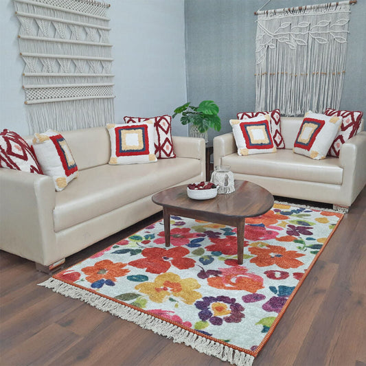 Faux Silk Carpet Beautiful Floral Design – Living Room Rug – Avioni