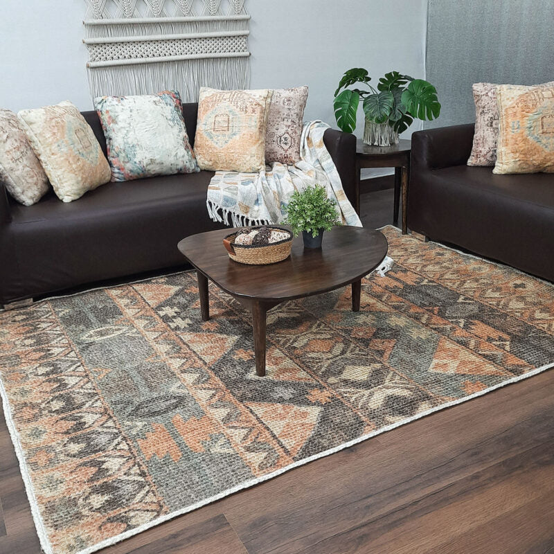 Avioni Kilim Design Inspired Natural Jute Rug with Cotton Backing | Multiple Sizes Available