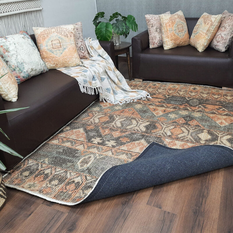 Avioni Kilim Design Inspired Natural Jute Rug with Cotton Backing | Multiple Sizes Available